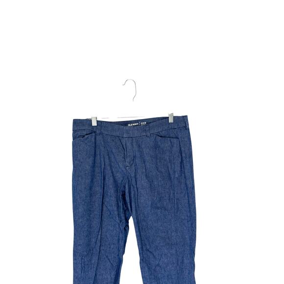 Old Navy Blue Chambray Office Work Business Mid-Rise Pixie Dress Pants Size 10 - Picture 3 of 10